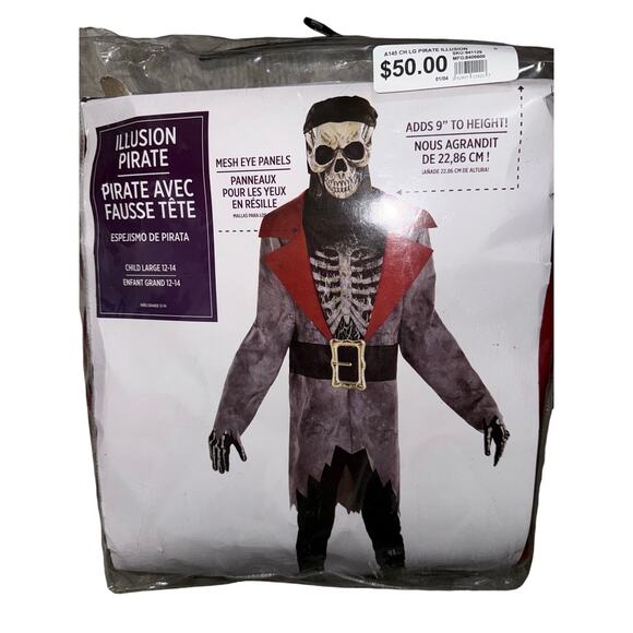 New Amscan Scary Illusion Pirate Halloween Costume kids boys size Large 12-14 - Picture 5 of 6